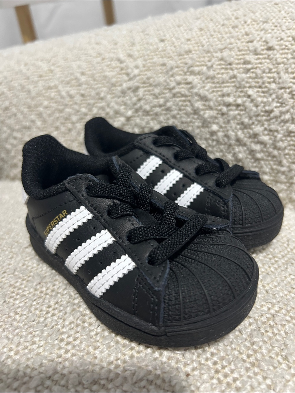 adidas baby Black and White Superstar Sneakers